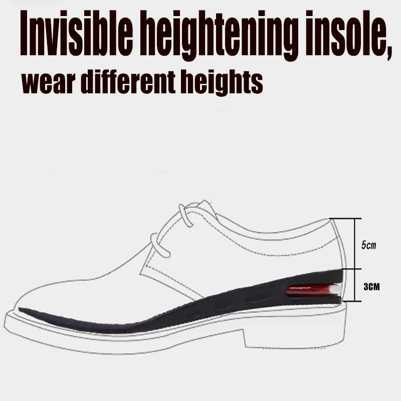 New Invisible Height Increase 3-9cm Insole Cushion Height Adjustable Shoe Heel Insoles Insert Taller Support Absorbant Foot Pad