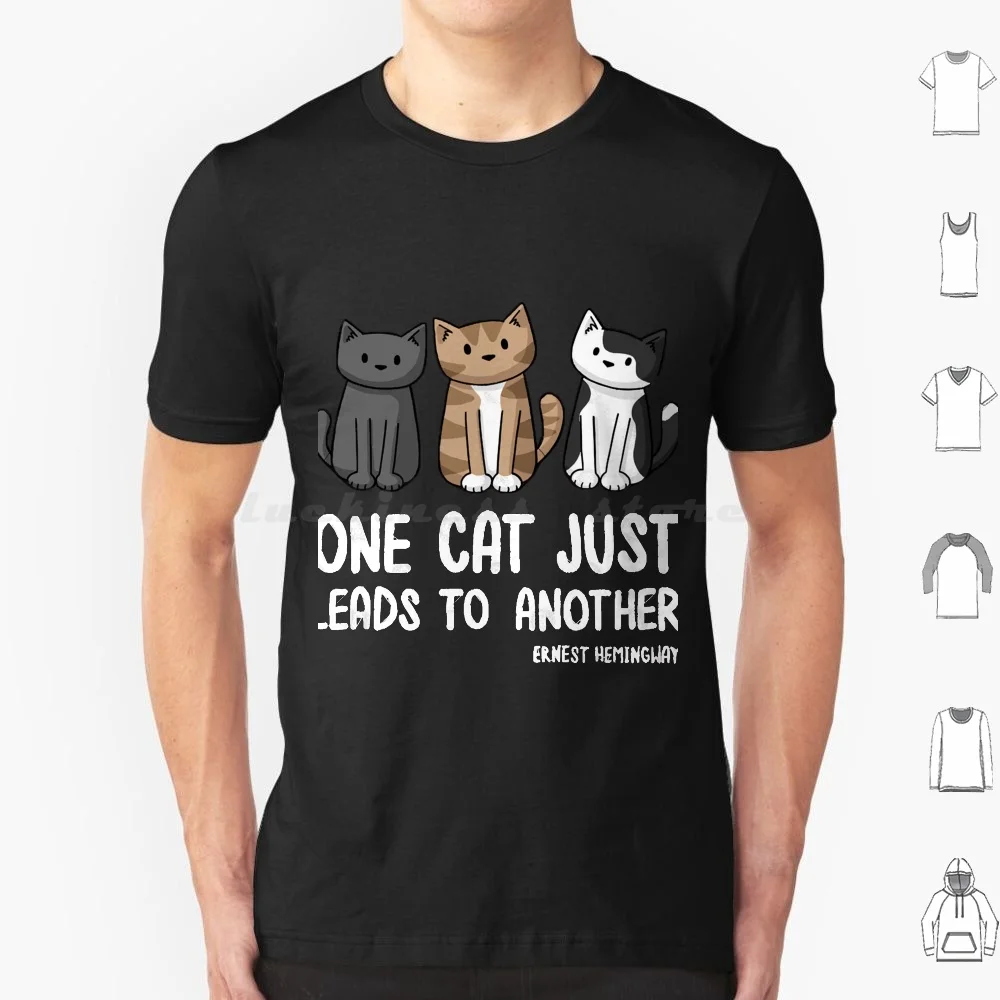 

Футболка с надписью «Один Кот просто приводит к другому», 6Xl, хлопковая крутая футболка, кошка, животное, кошка, милая кошка, котенок