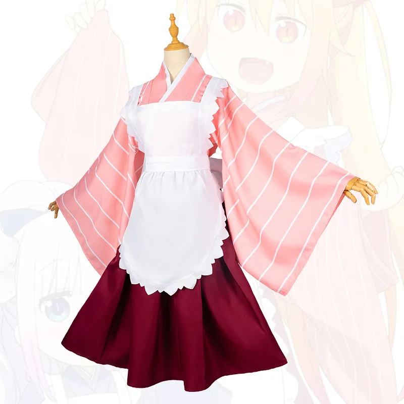 

Женский костюм горничной Кобаяси Kobayashi's Dragon Maid Toru, Женский костюм для косплея, головной убор для взрослых на Хэллоуин, Лолита, горничная форм...