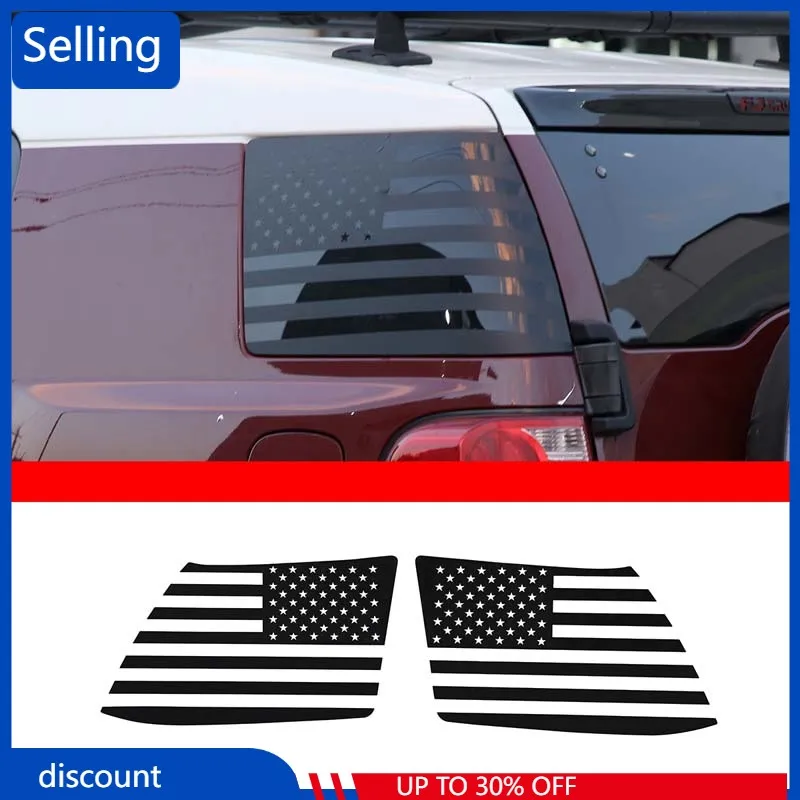 

For Toyota FJ Cruiser 2007-2021 2PCS Rear Window American Flag Style Decorative Sticker Car Exterior Modification Accessories