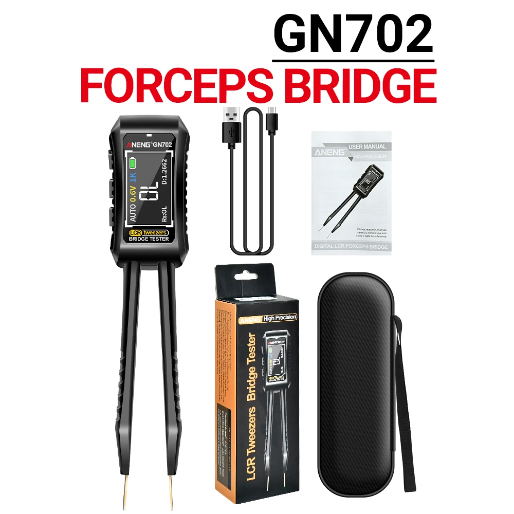 

LCR Tweezers Meter 100Hz-10KHz OLED Display SMD Tester Resistance Capacitance Inductance Continuity Diode Test for PCB Repair