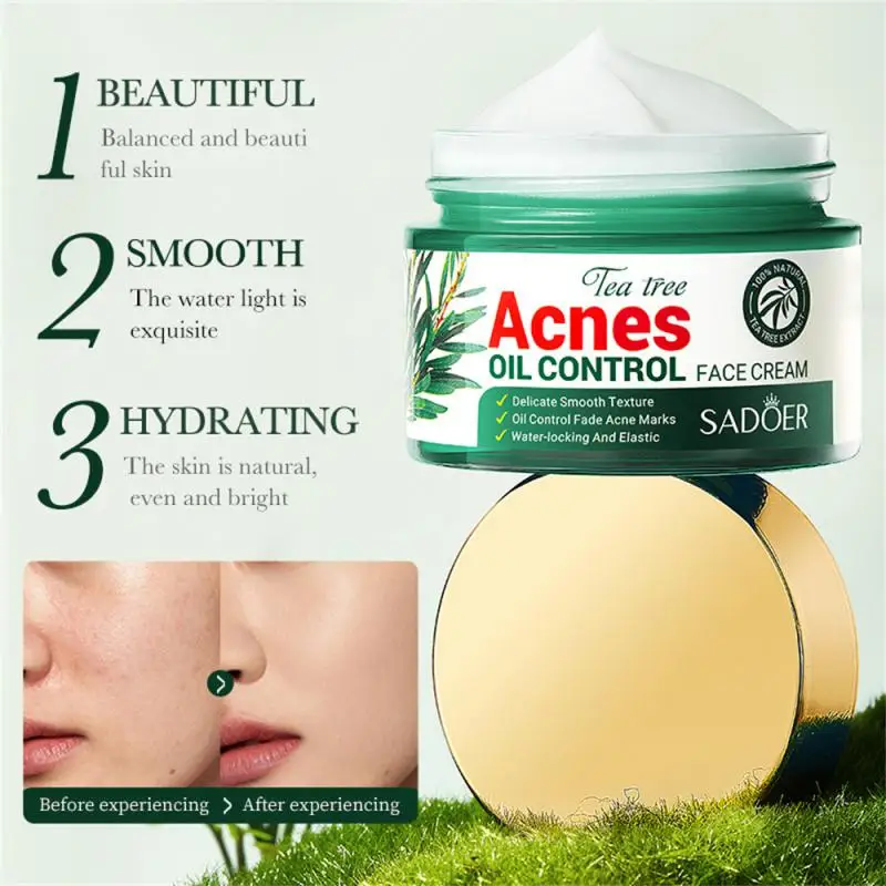 

SADOER Facial Cream Tea Tree Acne Control Facial Cream Hydrating Firming Skin Oil Control Shrink Pores Facial Cream Skin Care