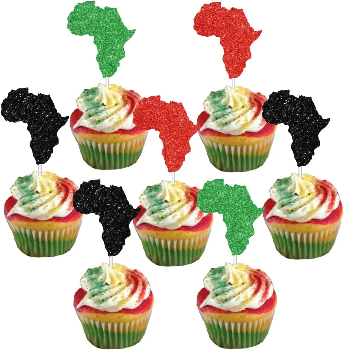 

Sursurprise 24Pcs African Map Cupcake Toppers Black History Month Cake Decorations African American Juneteenth Party Supplies
