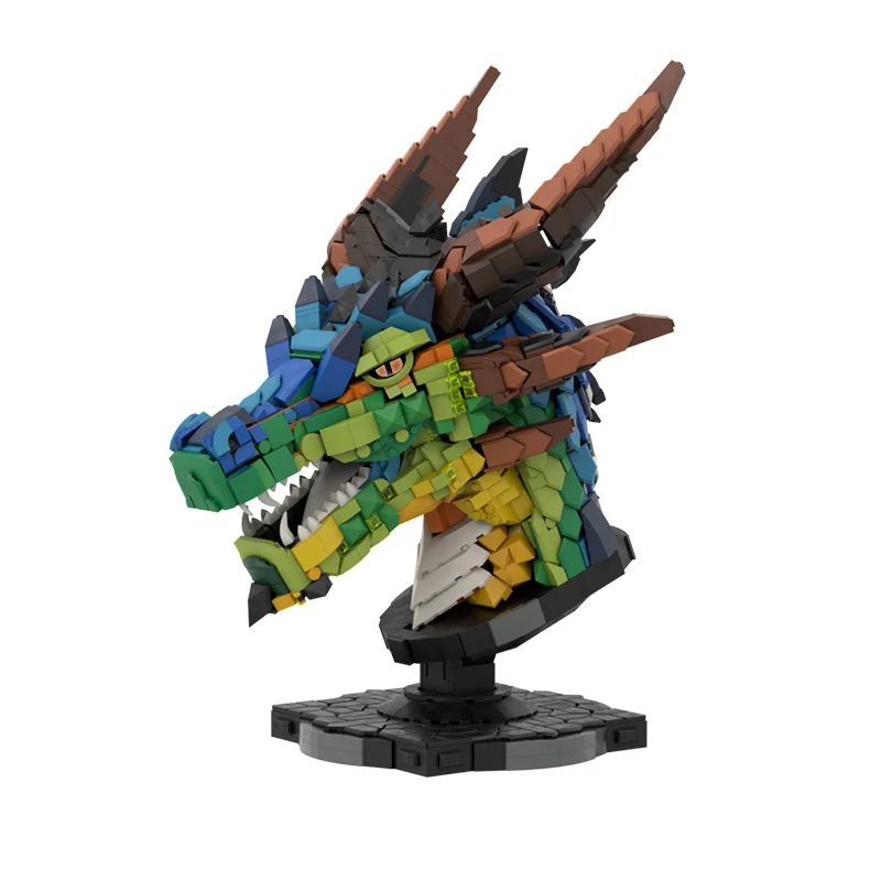

Zodiac Heads Colorful Dragon Head MOC C7803 Building Blocks Set Power Symbol Dragon Display Model Toys Children Birthday Gifts