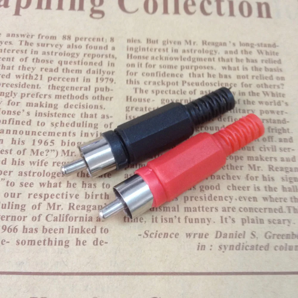 

20x Black Red Solder RCA Male Plug Audio Video Adapter Connector High Quality Drop Ship 10 Black +10 Red Plastic Lotus Audio