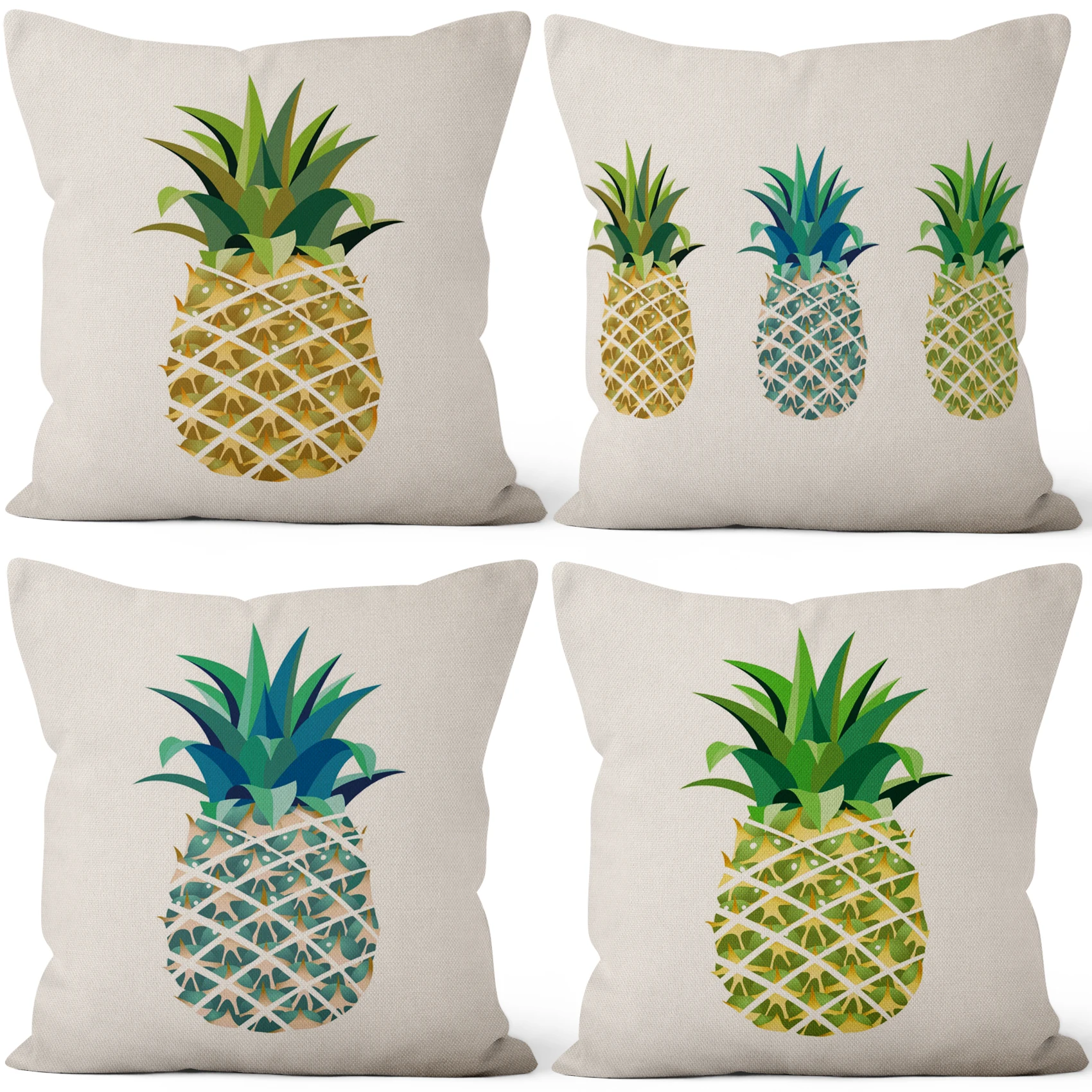 

Pineapple Sofa Cushion Cover White Pillowcase Cover Home Decoration Polyester Decorative 40x40 45x45 50x50 30x50