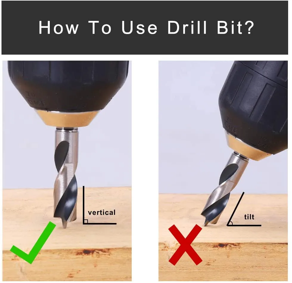 

6-Piece High Speed Steel Hexagonal Shank Three Point Woodworking Drill British 1/4 Inch Hexagonal Shank Short Truncated Bit Set