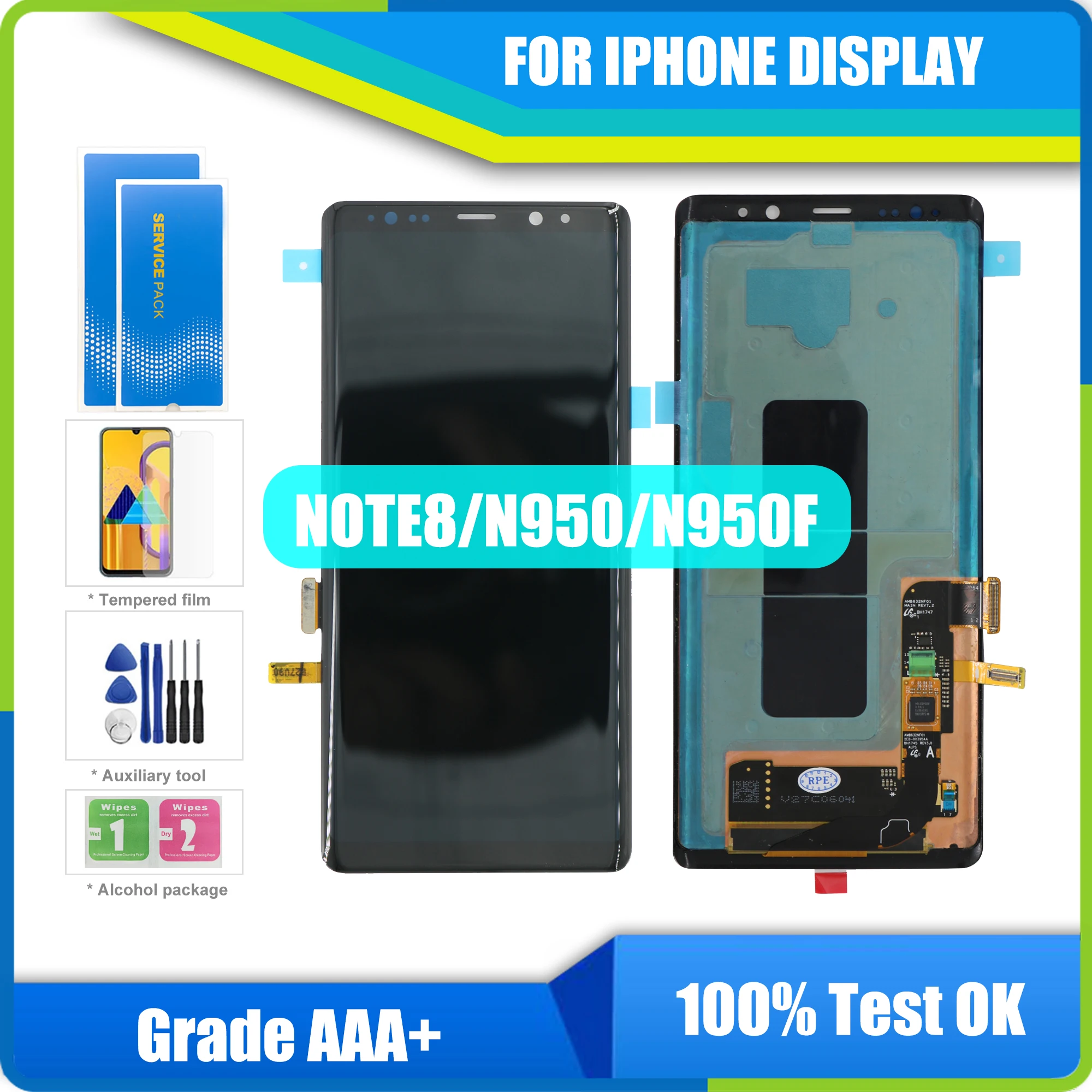 

100% SUPER AMOLED 6.3 '' LCD with Burn-Shadow LCD for SAMSUNG Galaxy Note8 N9500 N950F N900D N900DS LCD touchscreen digitizer