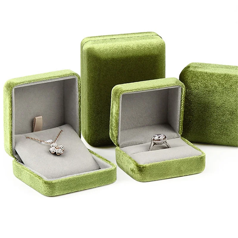 

grass green Velvet Jewelry Packaging & Display box gift storage box Ring necklace bracelet pendant jewelry packaging box women