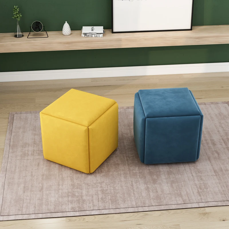 

Rubik's Cube Low Stool Creative Home Sofa Shoes Changing Small Bench Living Room Multi-Functional Stackable Combined Chair