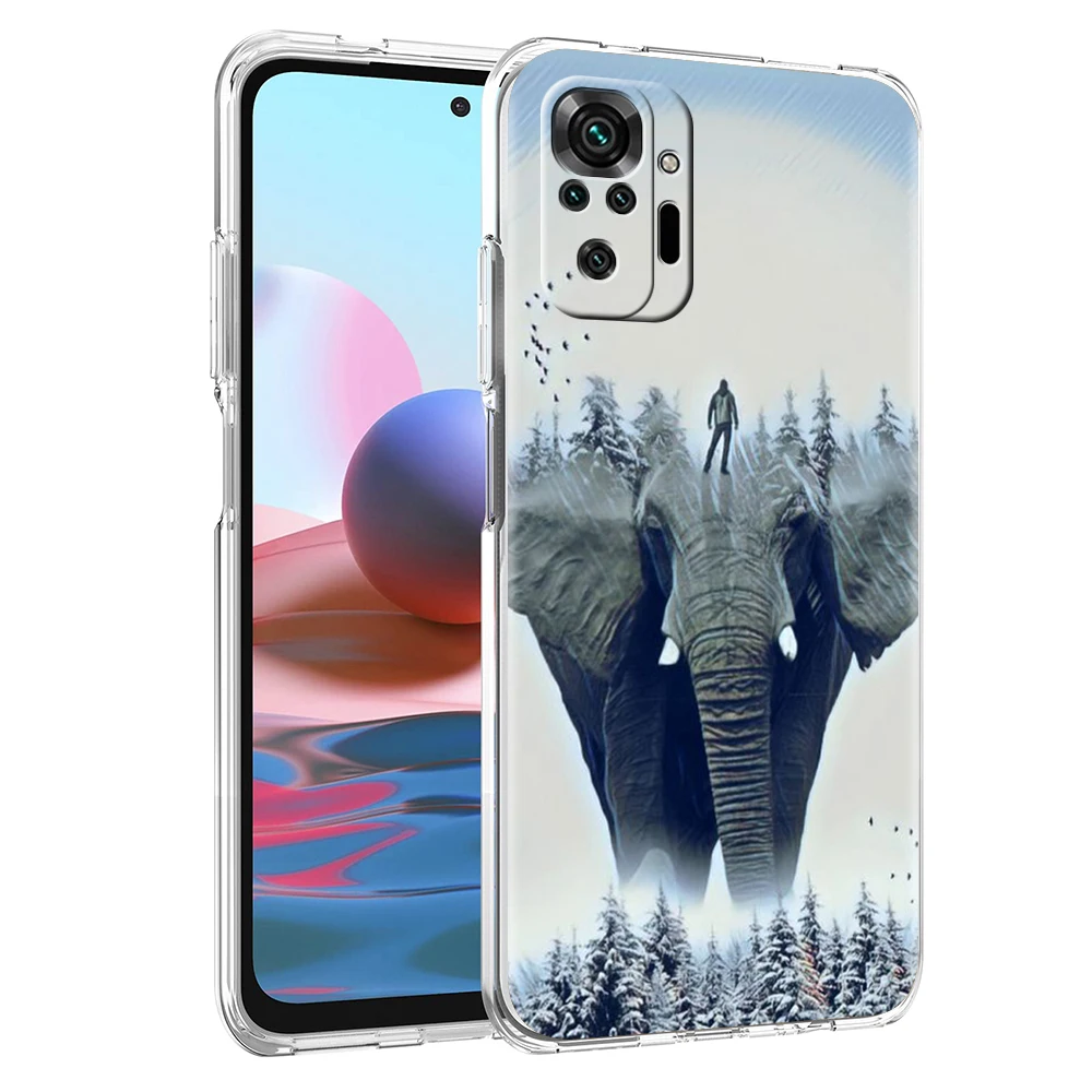 Elephant Transparent Phone Case for Redmi Note 11 11T 10S 8A 9A 9C 7 8 9 10 K40 4G Plus Pro 4G Soft Cover Shell Fundas Coque Bag