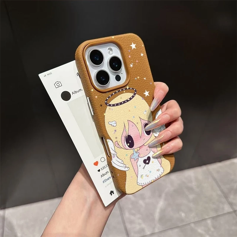 Фото Чехол для телефона из ПУ кожи с текстурой личи для девочек, для iPhone 17, 16, 15, 14, 13, 12 Pro Max, Mini, 11, XR, SE, XS, 8, 7 Plus, ProMax №3