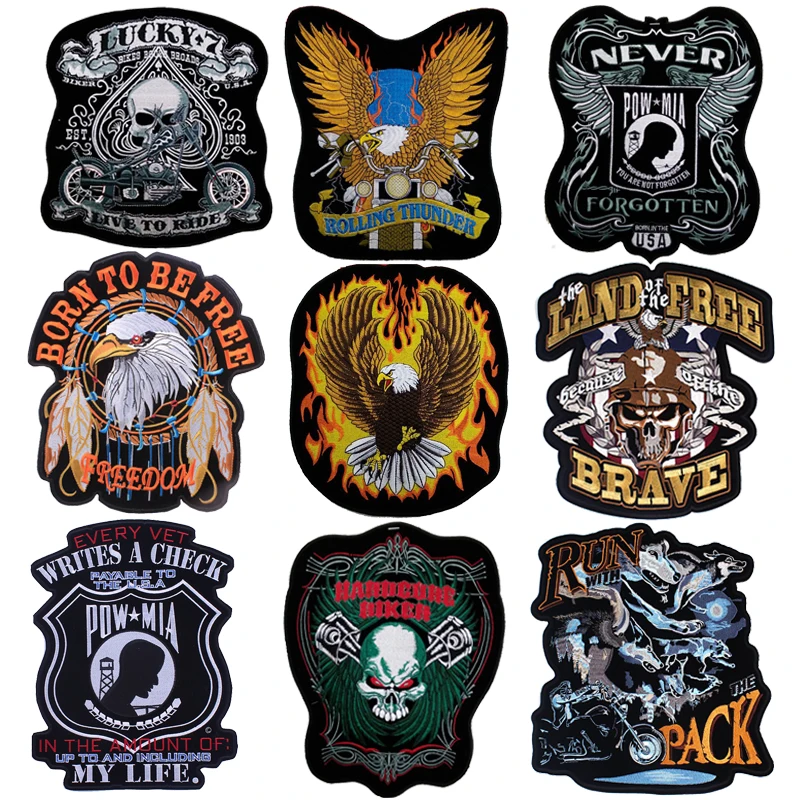 

Punk Eagle Patch Sew/Iron on Patches Large Skull Back Patch Badges Biker Embroideried Patches for Clothes Jacket Jeans Appliques