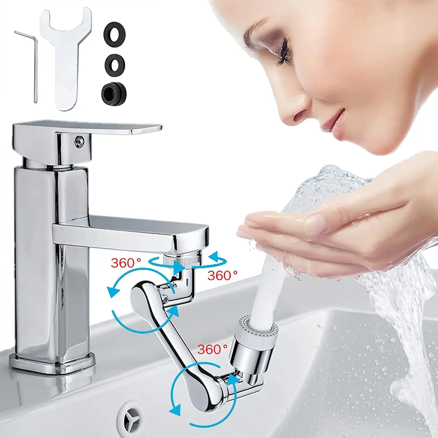 

New Universal 1440 ° Rotating Faucet Extender Plastic Faucet Anti-splash Filter Kitchen Sink Faucet Bubbler Nozzle Robot Arm