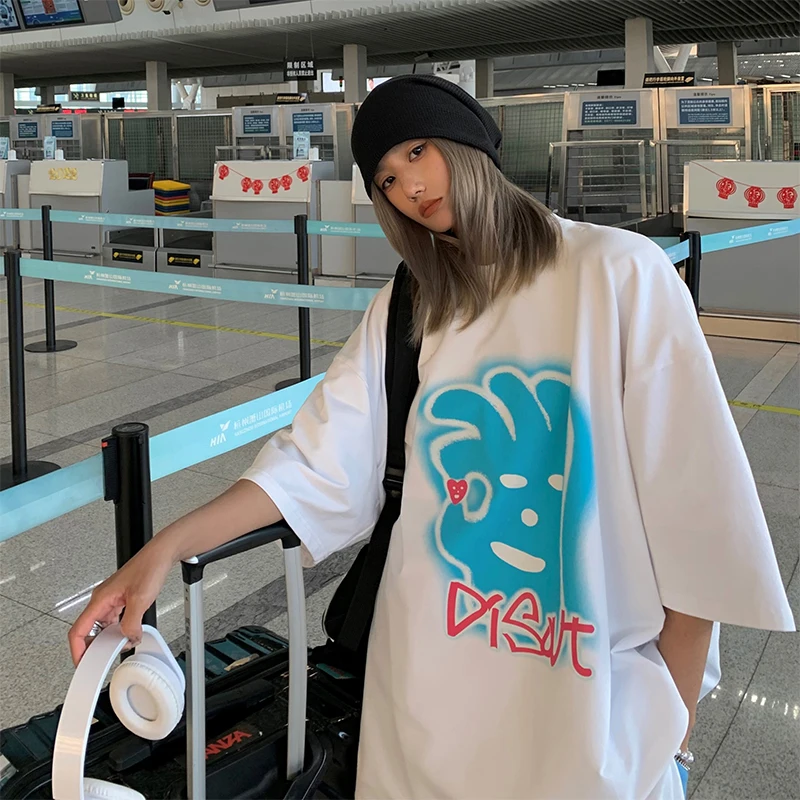 

Oversized Cotton 100% Short Sleeve Tee Women 2020 Fashion Trends Couple Loose Fit Casual Clothes Teenage Girl Crewneck T Shirts