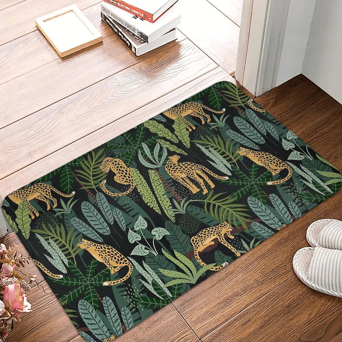 

Funny Cool Animals Bathroom Non-Slip Carpet Indian Jungle Pattern Leopard Bedroom Mat Welcome Doormat Floor Decoration Rug