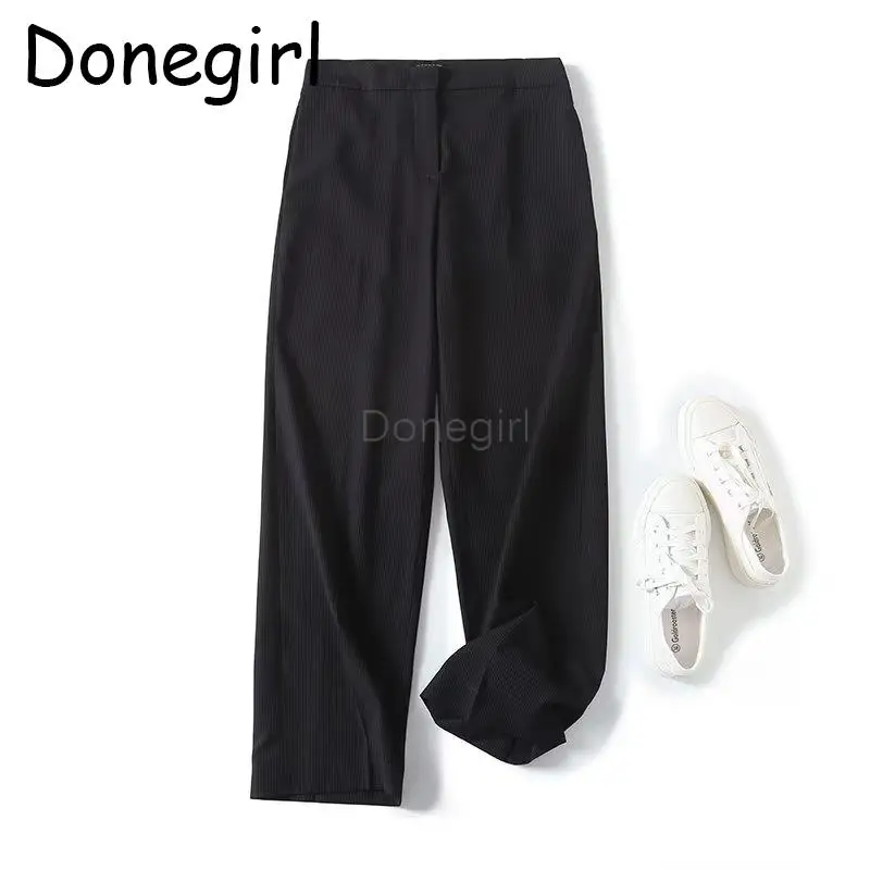 Осень 2023 новинка женские вертикальные полосатые Узкие прямые брюки Donegirl с