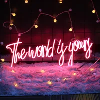 Custom Neon Sign The World Is Yours Flex Led Neon Light Sign Led Logo Custom Neon Sign Bride Party Room Wall Decoration