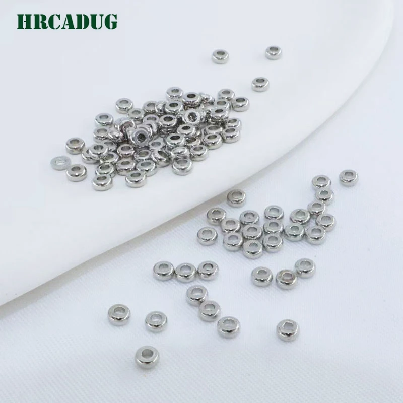 Wholesale 3/4/5/6mm Jewelry Making Beads 18K Gold Plated Flat Spacer Beads To Bracelet Jewelry Making Diy Accessories Loose Bead