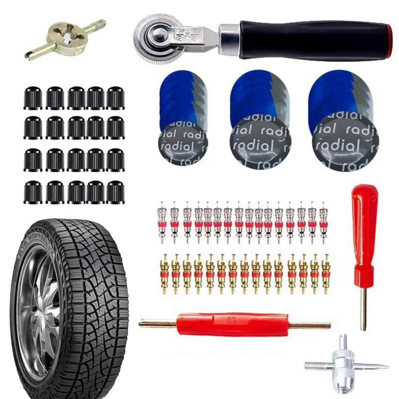 

Car Tire Repair Tool Kit 70 PCs Bicycle Car Motorcycle Tool Kit Box Emergency Repair Heavy Duty Emergent Flat Tire Fix For Car