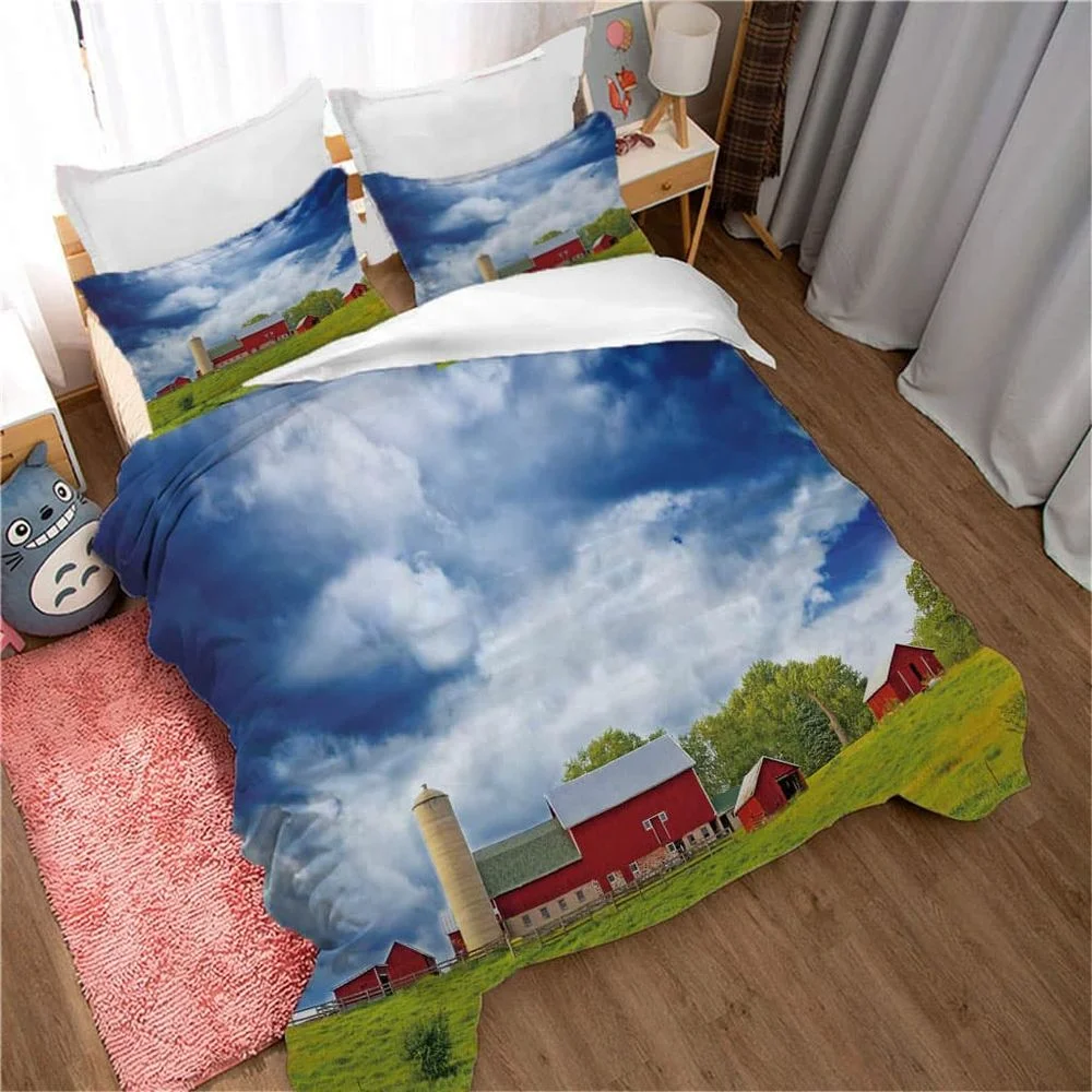 

Bed S With Sky Scene Pattern Four Piece Bedding Set For Bed Queen Size Bed S Set Bedroom Bed
