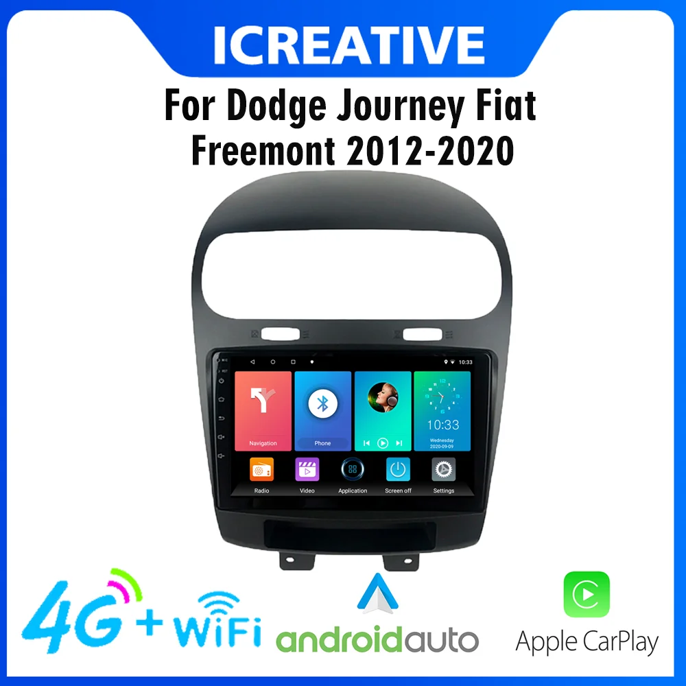 

CarPlay Автомагнитола Магнитола Автомобильный мультимедийный плеер 2 Din 4G для Dodge Journey Fiat Freemont 2012-2020 9 дюймов Android GPS-навигация головное устройств...