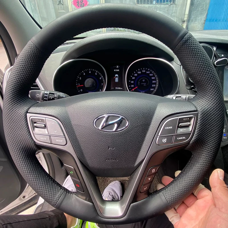 Сшитый вручную противоскользящий замшевый чехол на руль автомобиля 100% для Hyundai