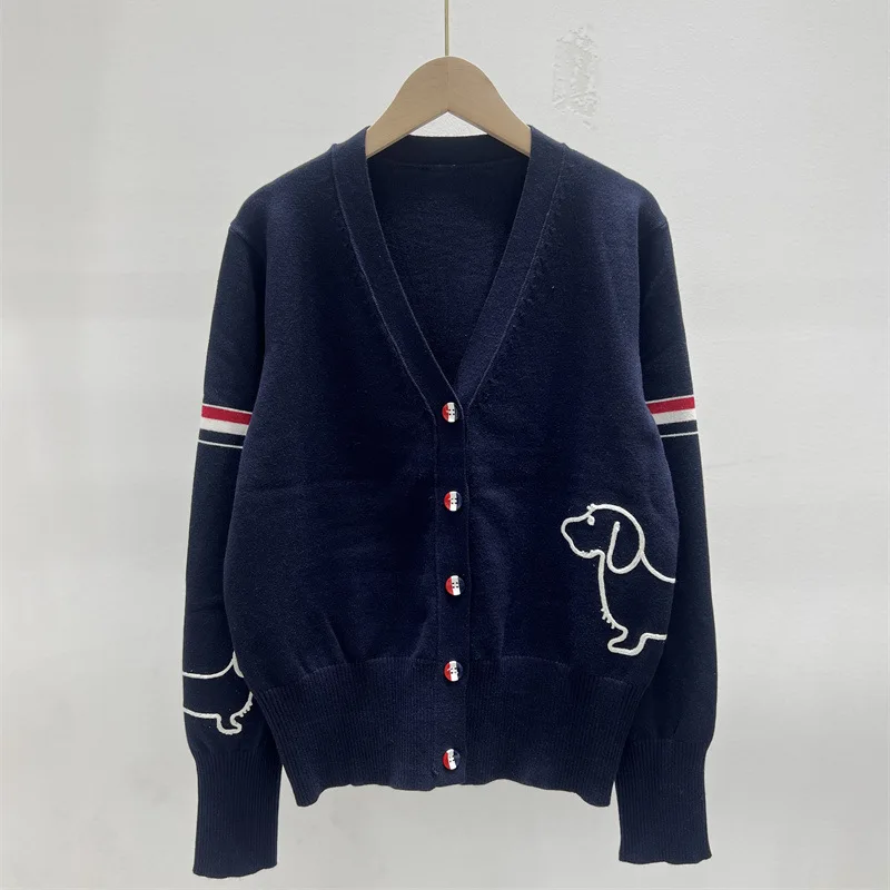 Вязаный свитер новый кардиган с v-образным вырезом в студенческом стиле двойными
