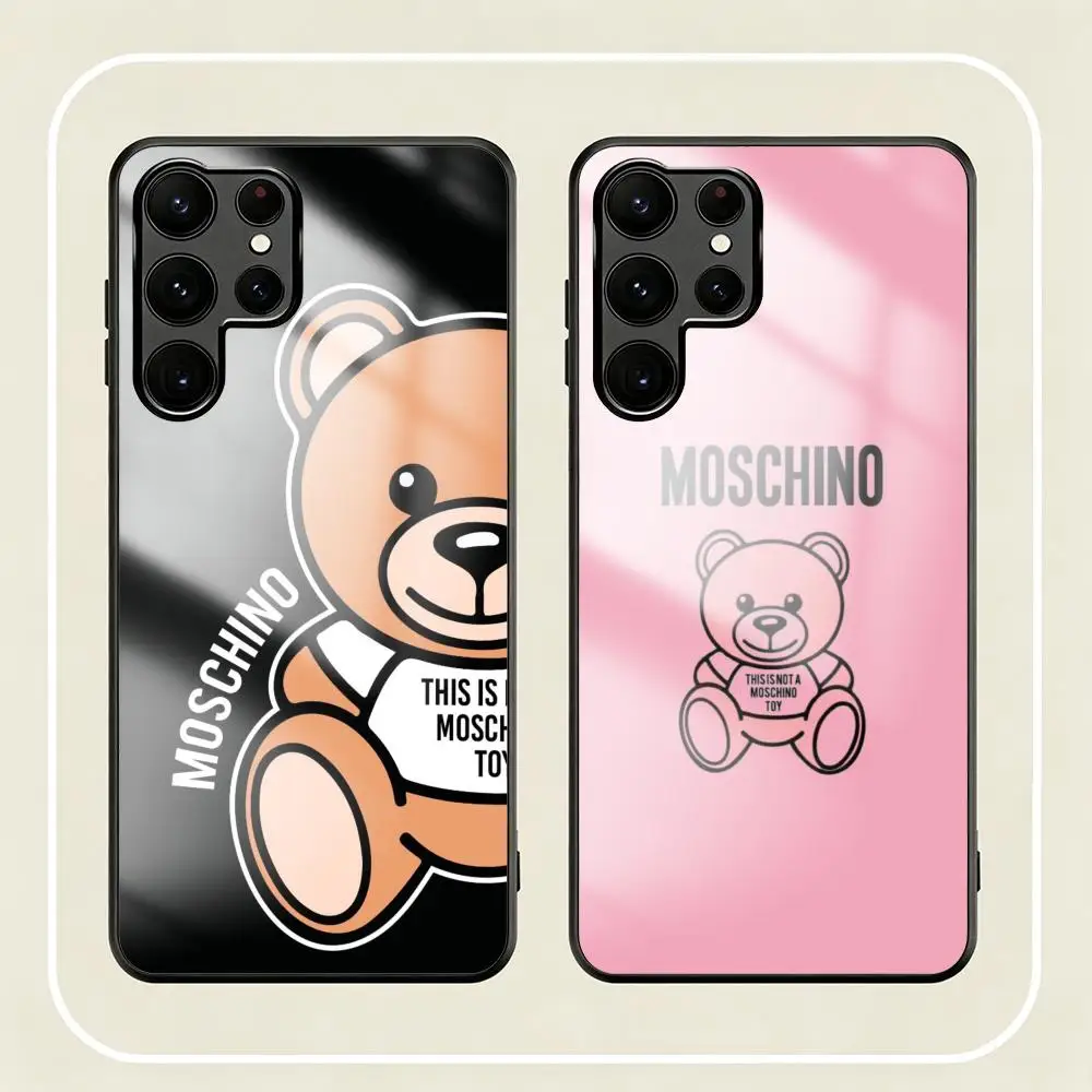 Фото M-Moschino: Стильный роскошный чехол с милым логотипом для Samsung S26 S25 S24 S23 S22 S21 S20 Plus Ultra Note20, стеклянный магнитный чехол №1