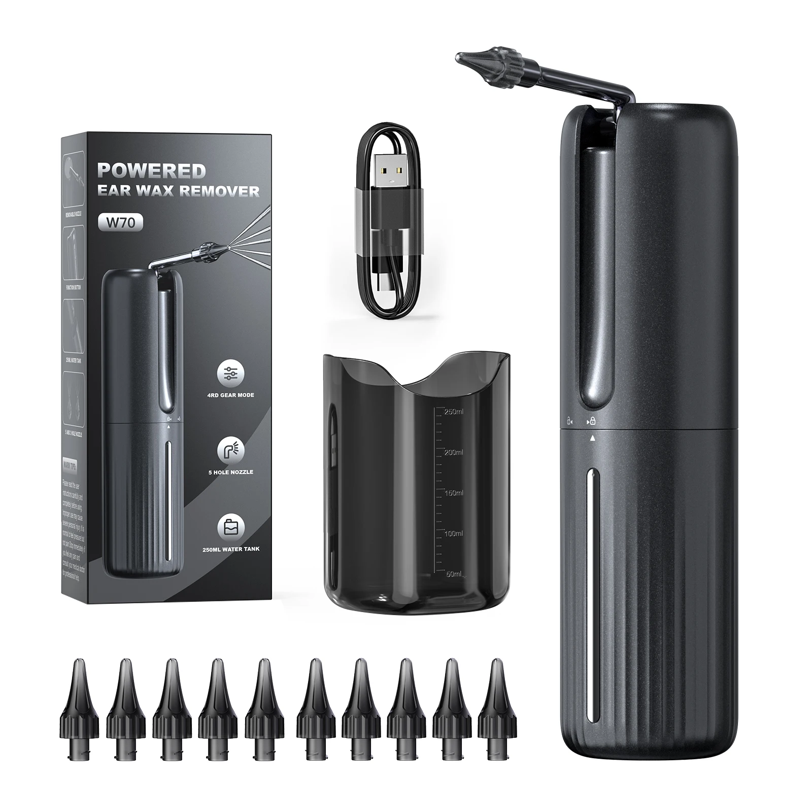 Sunuo W70 Очиститель ушей с водяным питанием и 10 сменными насадками многоразового