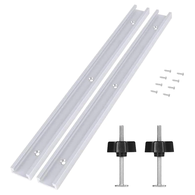 

2Pcs T Track Miter Track Jig Fixture Slot and 2Pcs Metal Quick Acting Hold Down Clamp Set
