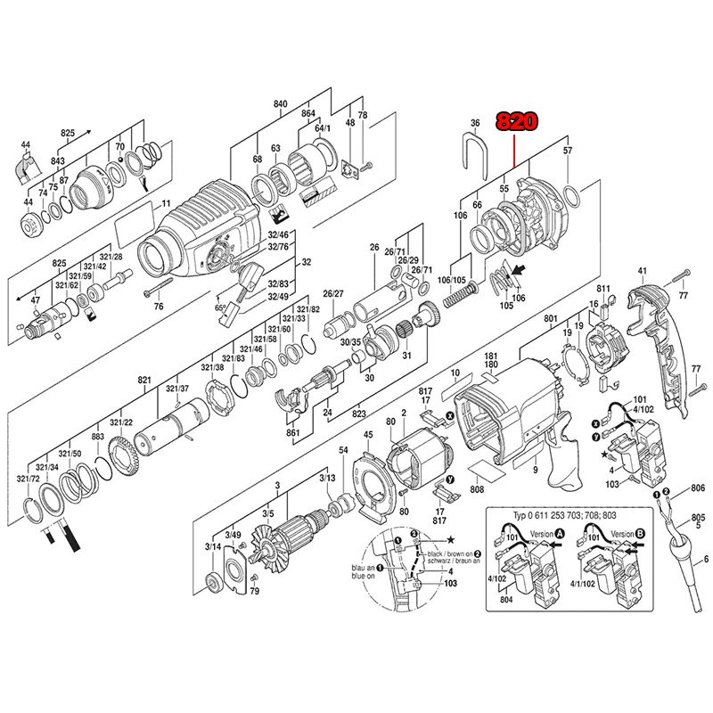 Подшипник промежуточного фланца замена подшипника для Bosch GBH2-26 GBH 2-26 E RE DRE DFR 2-24 D DF
