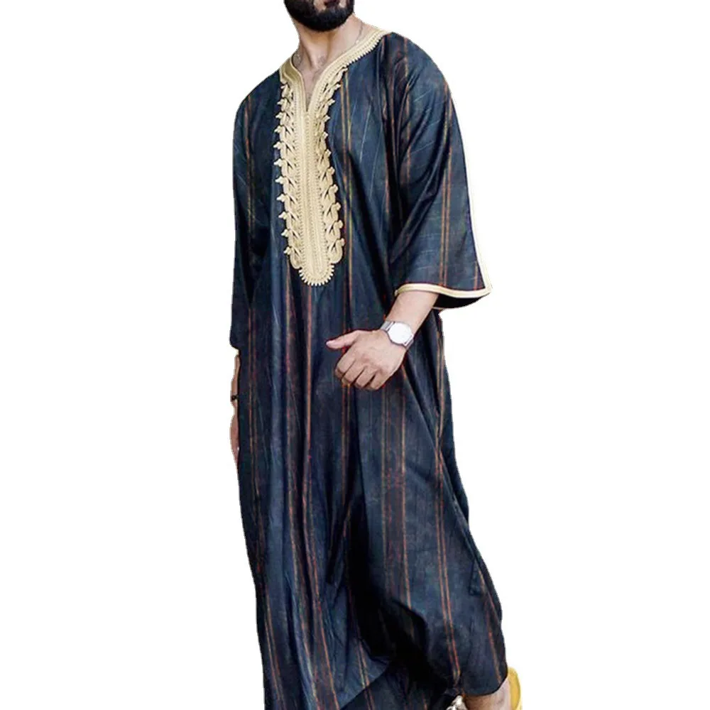Islamic clothing For Men jubba Thobe Muslim Men Clothing Arabian Caftan Dubai Dress Loose Embroidered Men’s Muslim Robe