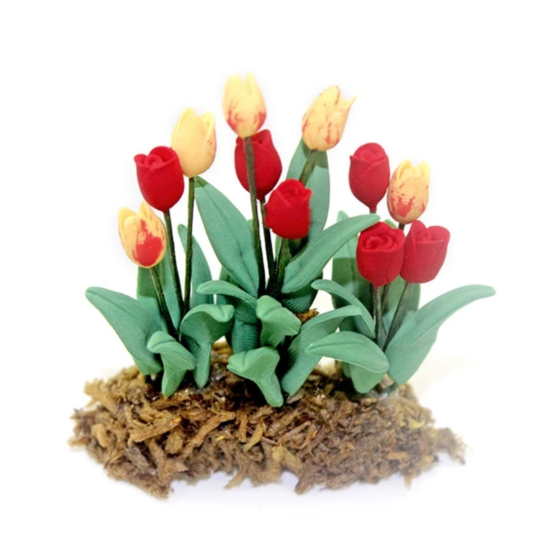 

Miniature Dollhouse Flowers and Plant Mini Tulip Dollhouse Garden Accessories