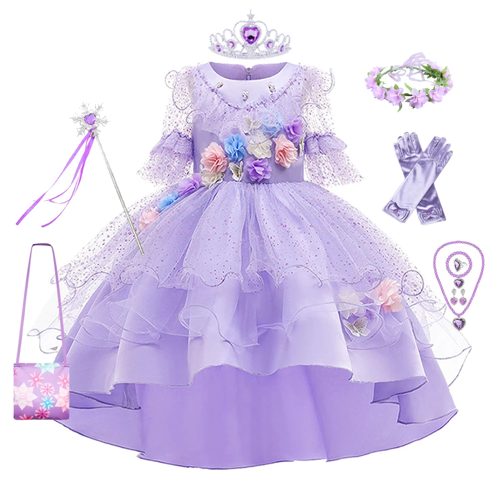 New Disney Encanto Charm Isabella Madrid Animation Costume Girls Princess Dress Halloween Carnival Cosplay Costume for Girl 2022