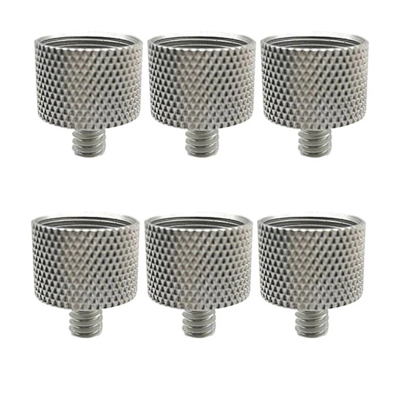 

6 Pcs 5/8 Inch Female to 1/4 Inch Male Threaded Screws Microphone Screw Adapter for Mic Microphone Stand Clamp