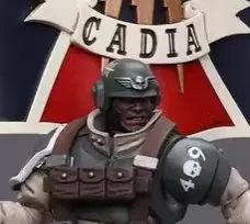 Фото Фигурка JOYTOY 1/18 Warhammer 40K Astra Militarum: Ветеран командного отряда Cadian со стандартным регулировочным стандартом, модель игрушки №1
