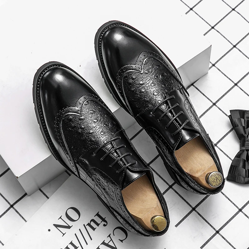 

Мужские дизайнерские деловые классические туфли, Кожаные броги, оксфорды для свадьбы, офиса, на шнуровке, однотонная обувь