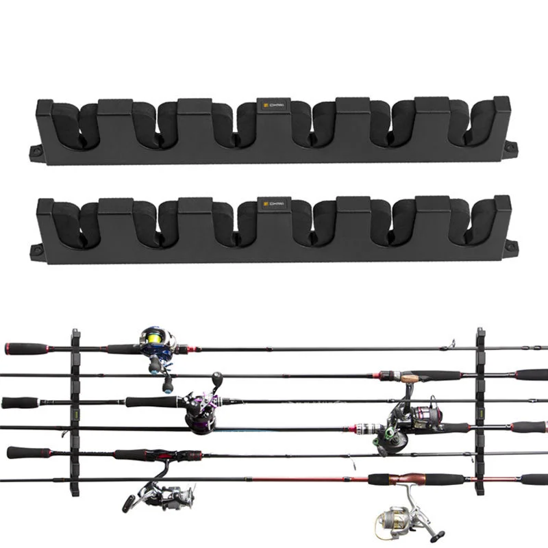 

Fishing Rod Holder Horizontal 6-Rod Rack Pole Storage Holders Tools Wall Mount Modular for Garage Fishing Tackle Accessories