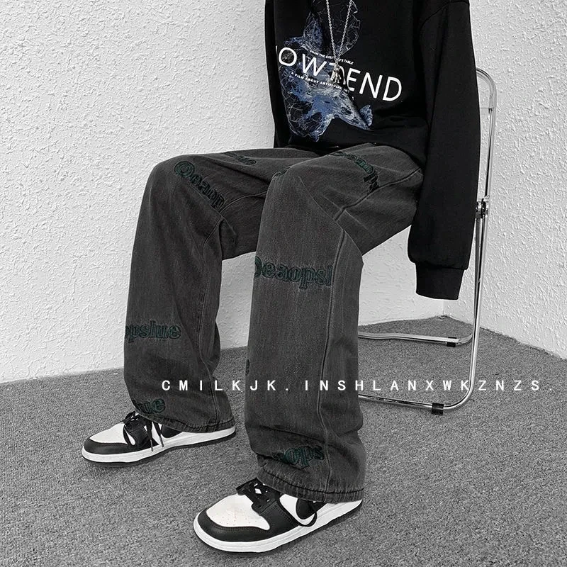 Straight Baggy Denim Wide Leg Jeans For Men Clothing Loose Man Casual Pants Men's Street Dance Jeans Casual Male Trousers Woman