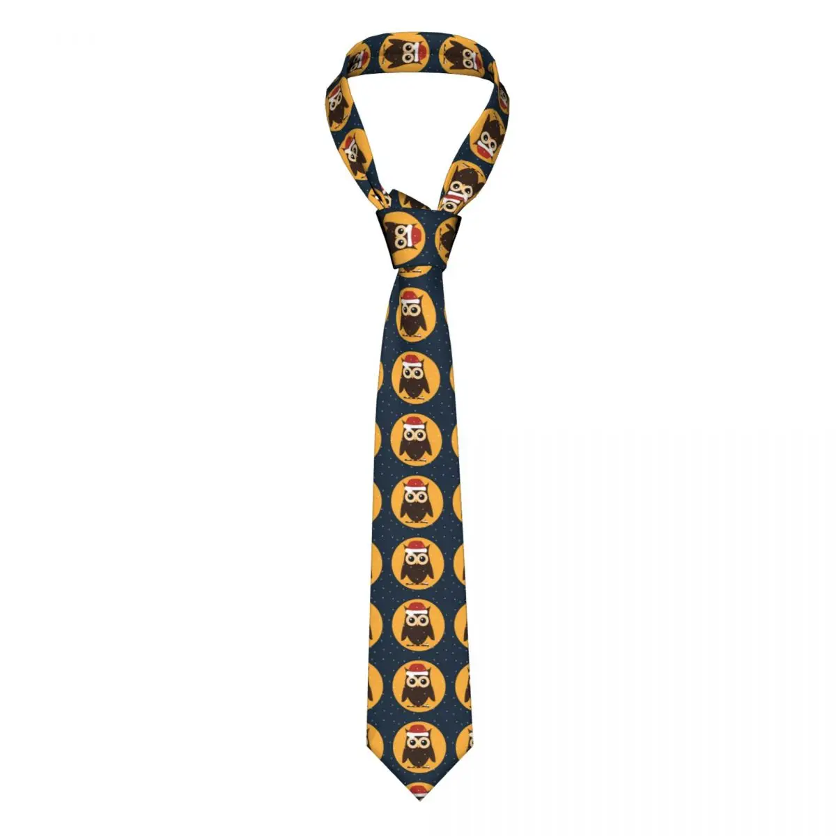 

Classic Tie for Men Silk Mens Neckties for Wedding Party Business Adult Neck Tie Casual Owl In Santa Claus Hat Tie