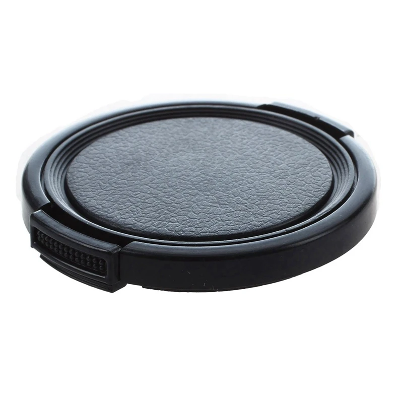 

5X Camera Plastic Side Pinch Clip On Front Lens Cap Protective Cover Black 49Mm