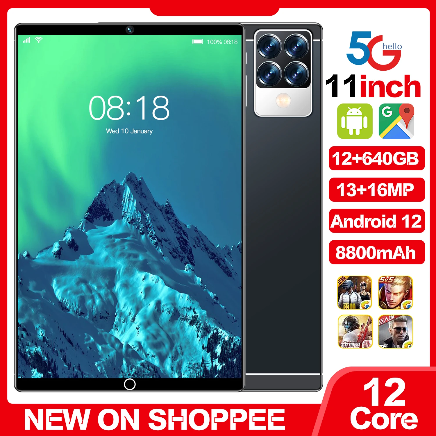 

Android 12 Tablet P70 8000mAh GPS Qualcomm 870 10 Core Google Play WIFI Pad 12+ 640GB Dual SIM 48MP Hot Sale Laptop 10.1 Inch PC