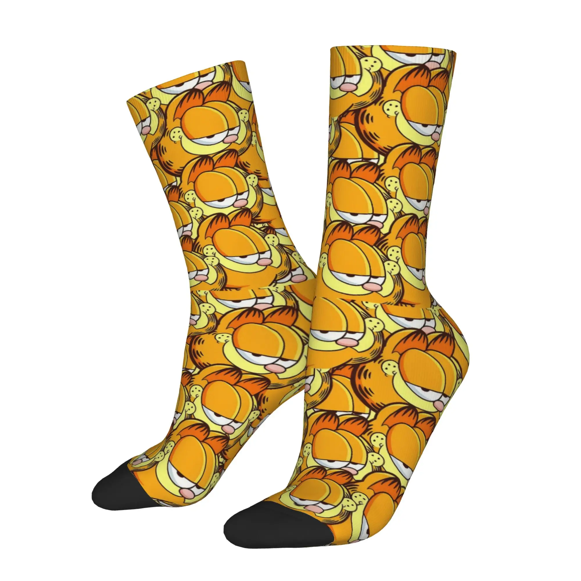 Фото Забавные мужские носки Happy Funny в стиле Харадзюку с мультяшными котами G-Garfielded, полиэстеровые, для скейтбординга, женские носки на весну, лето, осень, зиму №1