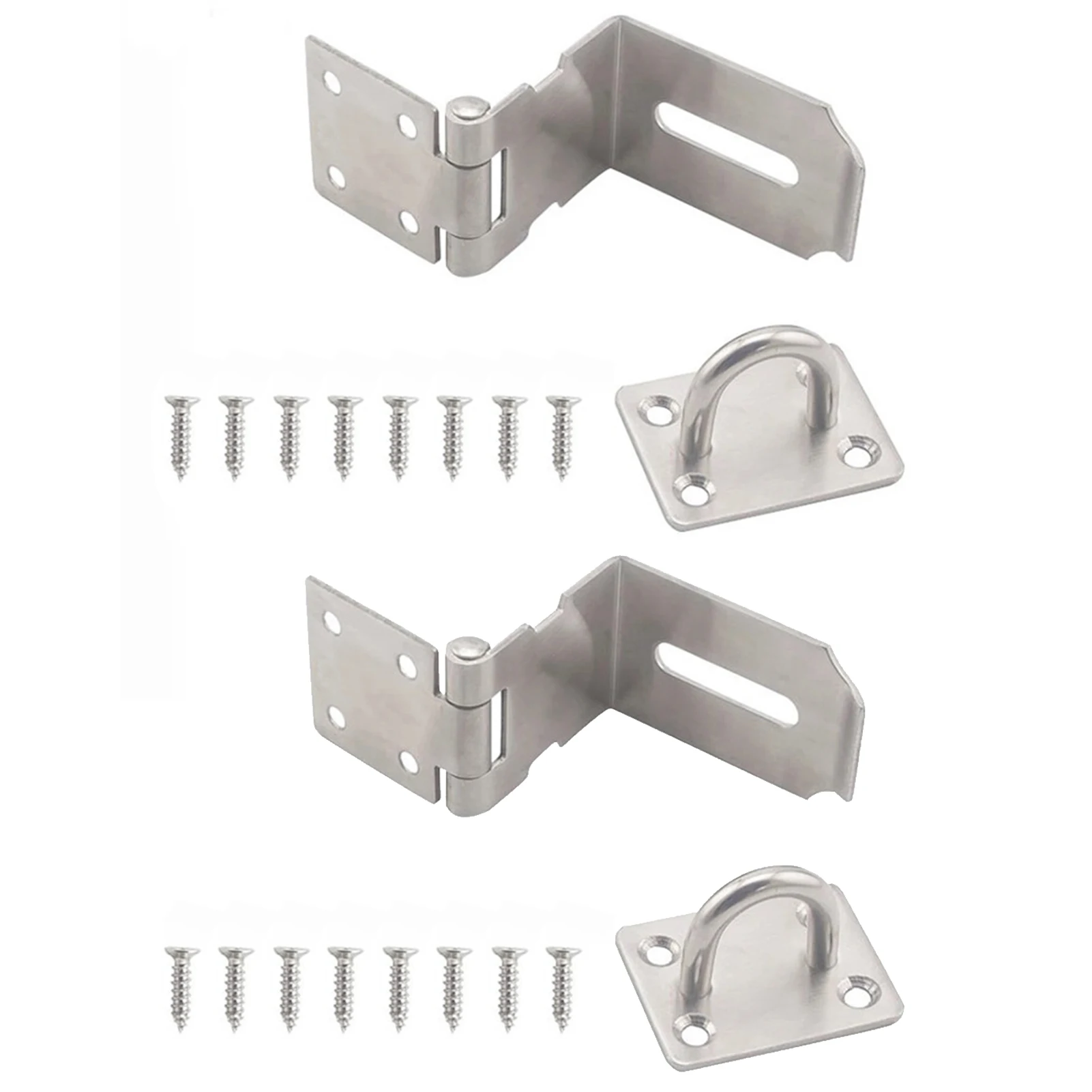 

2pcs Stainless Steel Office Barn Durable Latch Home Lightweight Multifunctional Padlock Hasp Sliding Door Clasp Lock 90 Degree