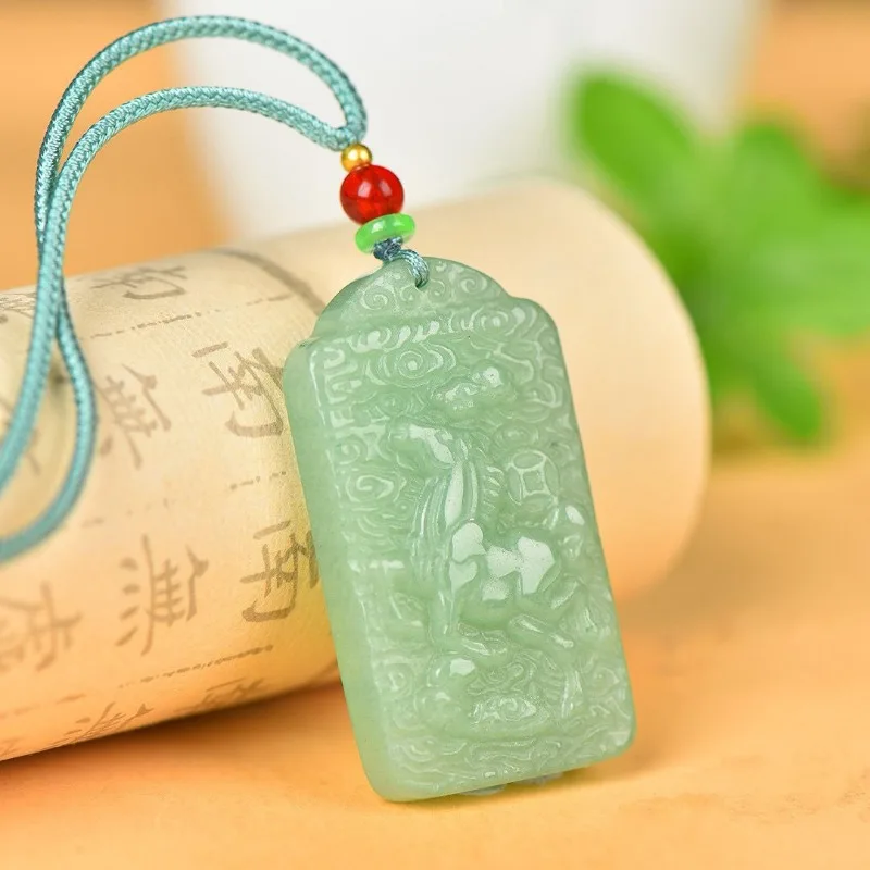 Natural Dongling Jade Zodiac Horse Pendant Male and Female To Success Necklace