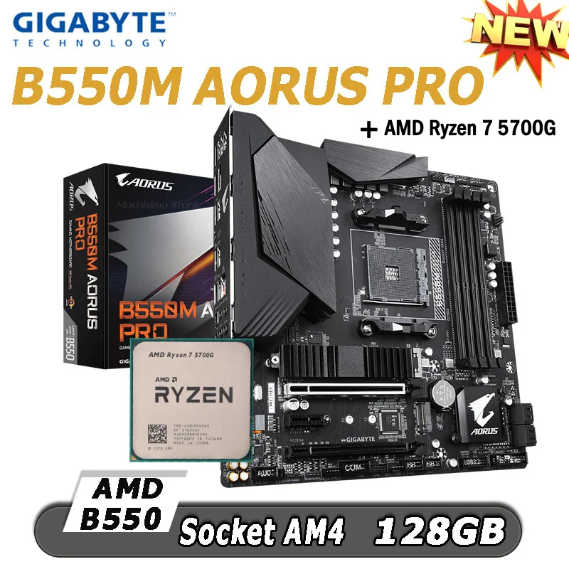 

Gigabyte Socket AM4 B550M AORUS PRO+AMD 7 5700G Motherboard 128GB AMD B550 Ryzen PCI-E 4.0 Support Dual Channel DDR4 Mainboard