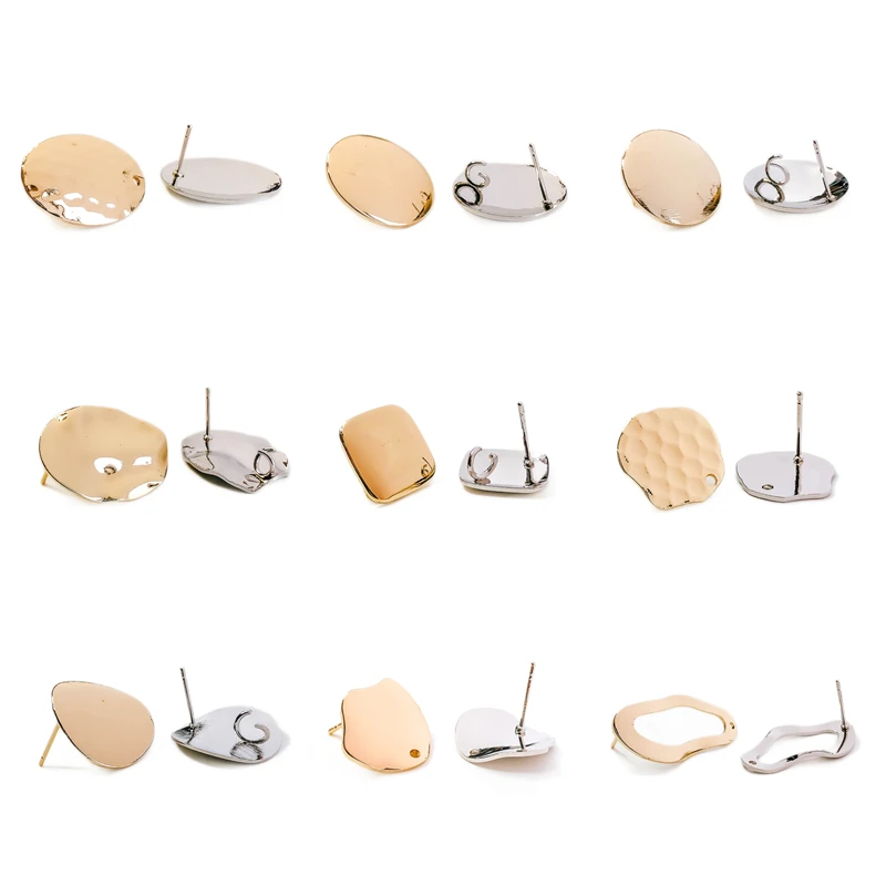 

Simple Kc Gold Color Plated Stud Earrings Accessories Round Eardrop for Women Girl Jewelry Component Diy Handmade Material 10pcs
