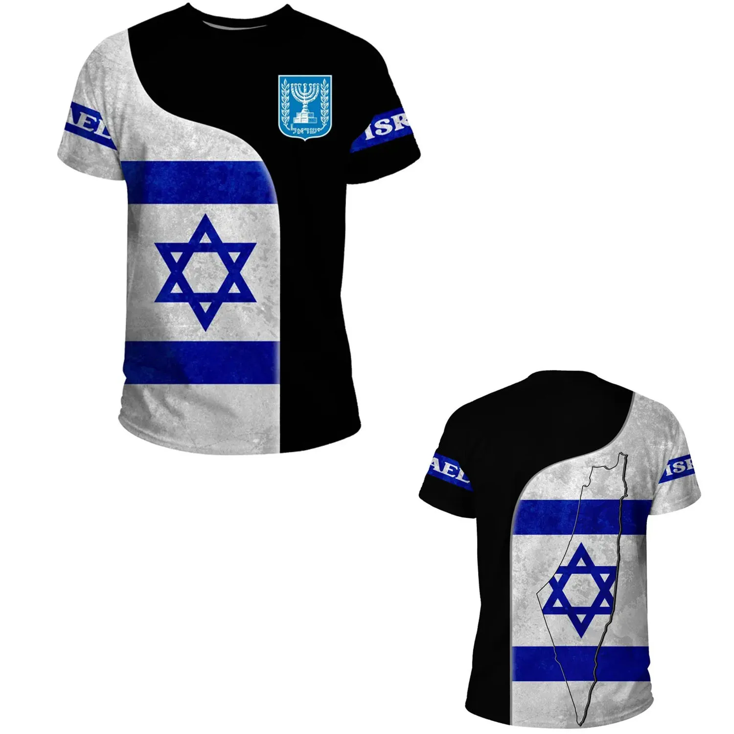 Футболка с принтом флага Израиля модная летняя свободная футболка коротким