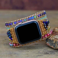 natural love black gallstone emperor stone strap for apple watch bands 38 41 42 45mm multilayer wrap bracelet for iwatch series